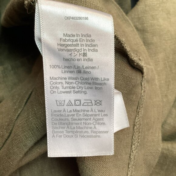 Madewell Womens Scoop Crop Top Size 8 Olive Linen - Picture 7 of 8